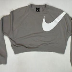 light grey women’s nike cropped crewneck size small